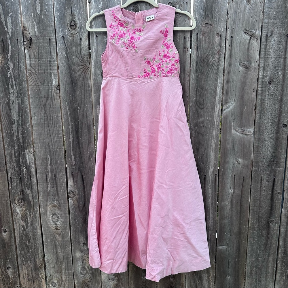 Utsa Kids Embroidered With Lamè Pink Maxi Dress  9/10 Y/o Flower Girl Wedding